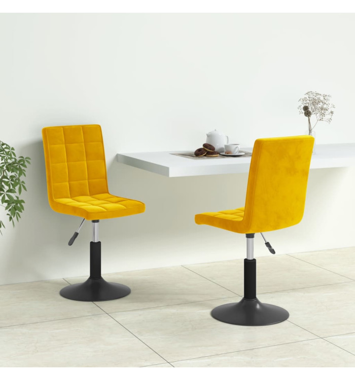 Chaises pivotantes à manger lot de 2 jaune moutarde velours | Mobilier & Déco