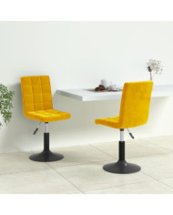 Chaises pivotantes à manger lot de 2 jaune moutarde velours | Mobilier & Déco