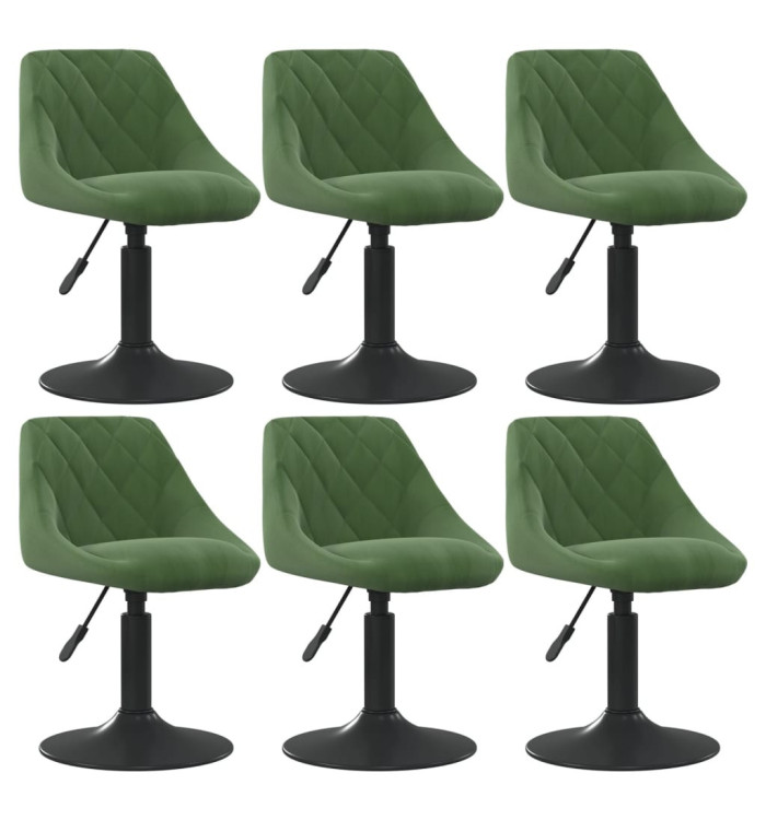 Chaises pivotantes à manger lot de 6 vert foncé velours | Mobilier & Déco