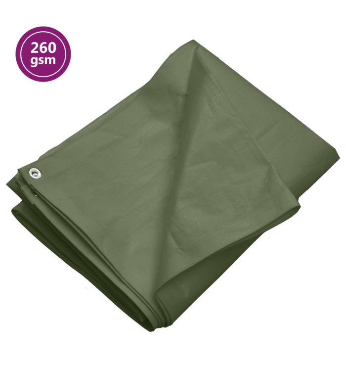 Bâche 260 g/m² 6x10 m Vert PEHD | Mobilier & Déco