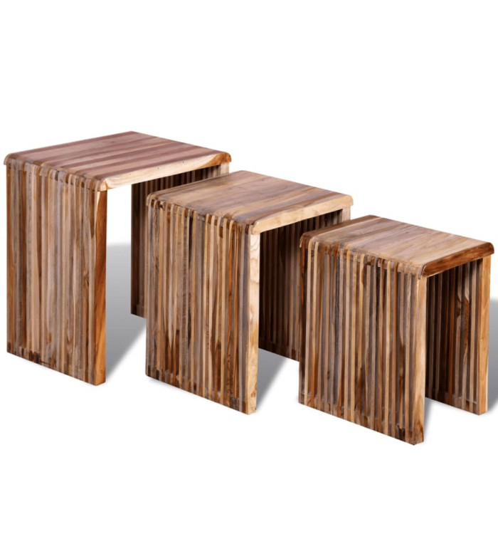 Table gigogne 3 pcs Teck recyclé | Mobilier & Déco