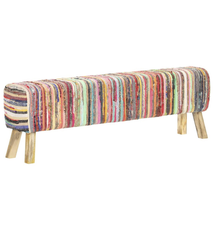 Banc 160 cm Multicolore Tissu chindi | Mobilier & Déco