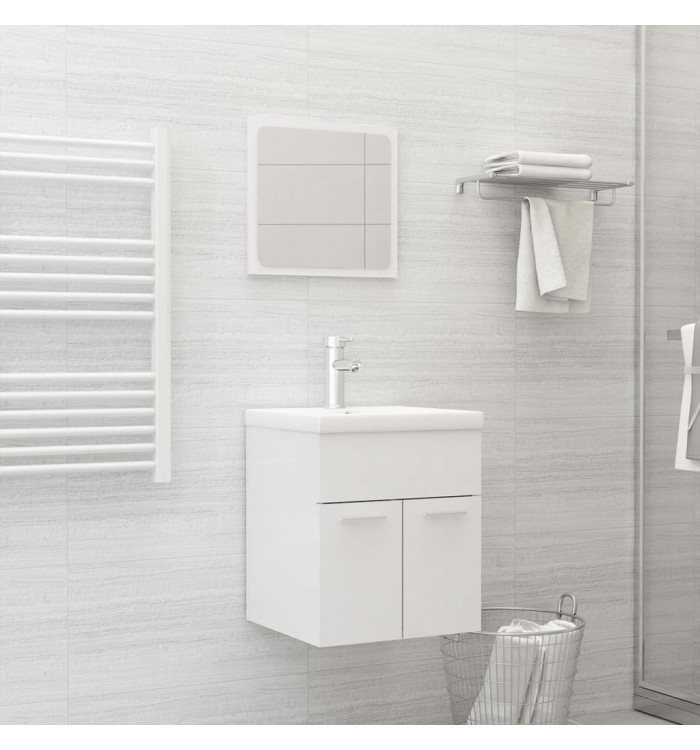 Ensemble de meubles de salle de bain Blanc brillant Aggloméré | Mobilier & Déco