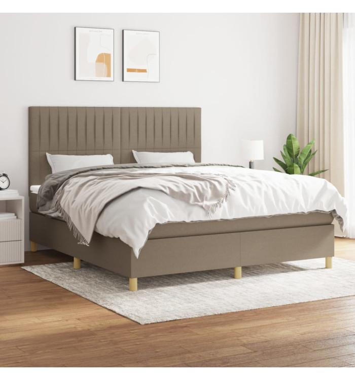 Sommier à lattes de lit avec matelas Taupe 160x200 cm Tissu | Mobilier & Déco