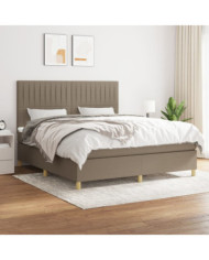 Sommier à lattes de lit avec matelas Taupe 160x200 cm Tissu | Mobilier & Déco