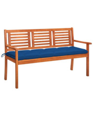 Banc de jardin 3 places avec coussin 150 cm Bois d'eucalyptus | Mobilier & Déco