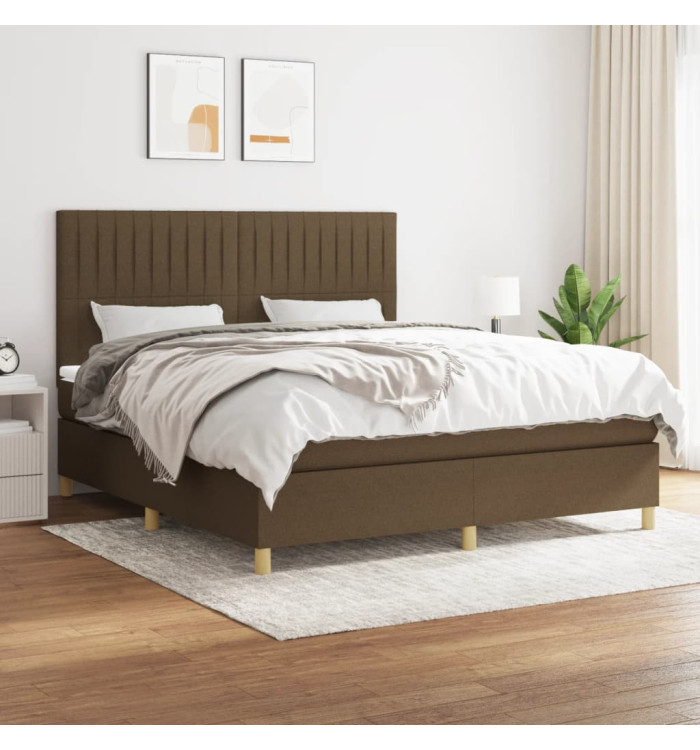 Sommier à lattes de lit avec matelas Marron foncé 180x200 cm | Mobilier & Déco
