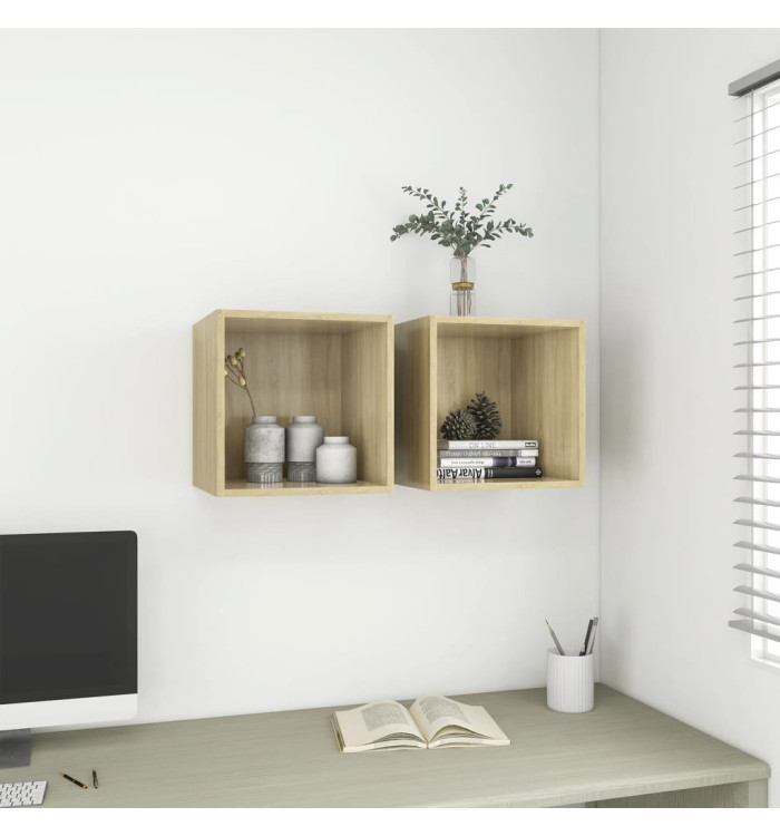 Armoires murales 2 pcs Chêne Sonoma 37x37x37 cm Bois ingénierie | Mobilier & Déco