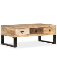 Table basse avec 3 tiroirs Bois de manguier massif 90x50x35 cm | Mobilier & Déco