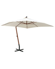 Parasol suspendu avec poteau en bois 300x300 cm blanc | Mobilier & Déco