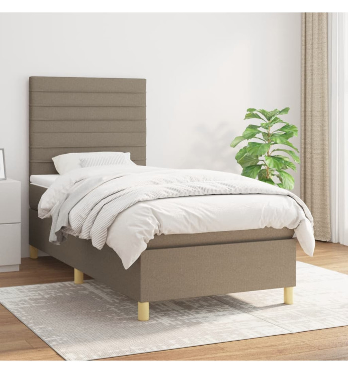 Sommier à lattes de lit avec matelas Taupe 90x190 cm Tissu | Mobilier & Déco