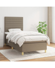 Sommier à lattes de lit avec matelas Taupe 90x190 cm Tissu | Mobilier & Déco