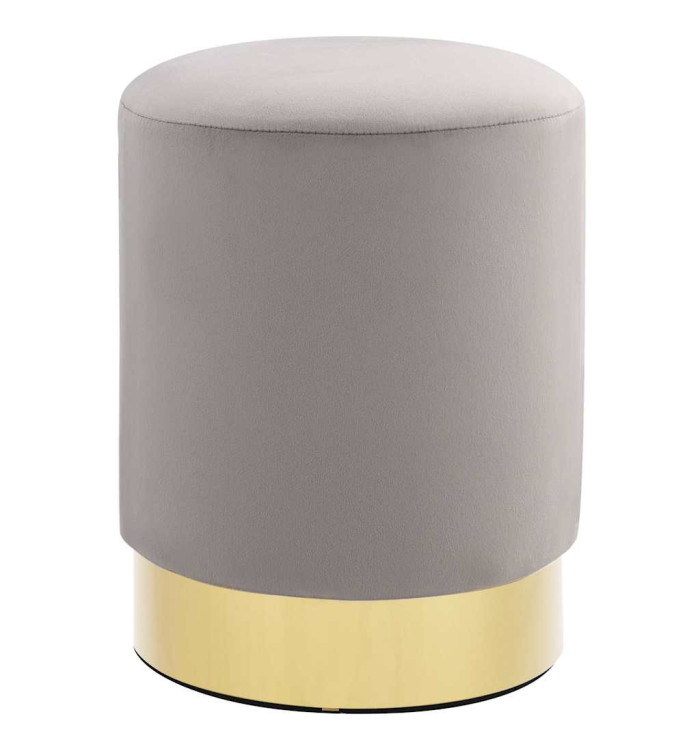 Tabouret Gris clair et doré Velours | Mobilier & Déco