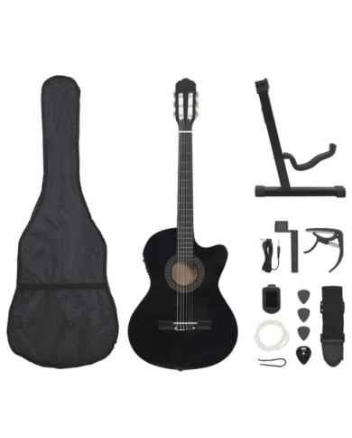 Jeu de guitare 12pcs occidental avec égaliseur et 6 cordes Noir | Mobilier & Déco