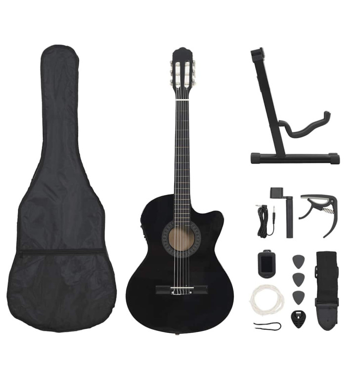 Jeu de guitare 12pcs occidental avec égaliseur et 6 cordes Noir | Mobilier & Déco