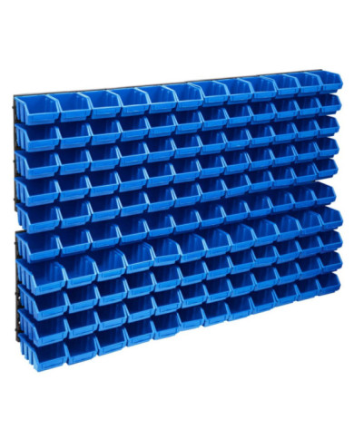 Kit de bacs de stockage et panneaux muraux 128 pcs Bleu et noir | Mobilier & Déco