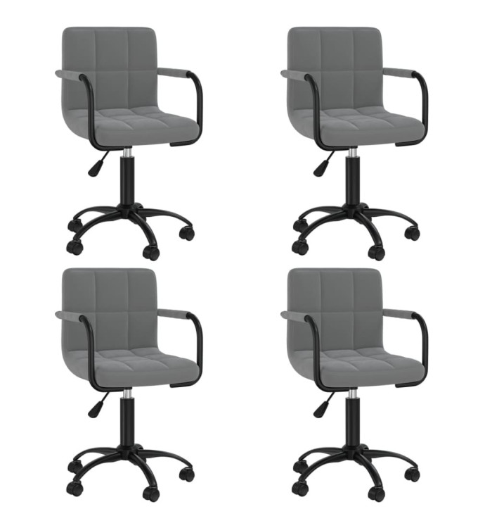 Chaises pivotantes à manger lot de 4 gris foncé velours | Mobilier & Déco