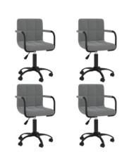 Chaises pivotantes à manger lot de 4 gris foncé velours | Mobilier & Déco