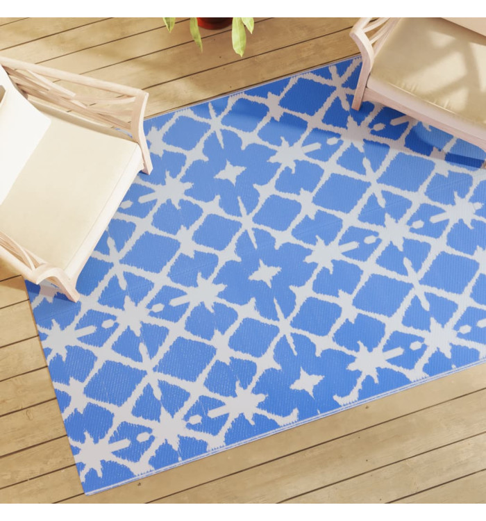 Tapis d'extérieur ARAKIL bleu et blanc 140x200 cm PP | Mobilier & Déco