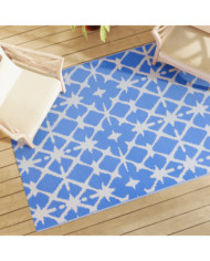 Tapis d'extérieur ARAKIL bleu et blanc 140x200 cm PP | Mobilier & Déco