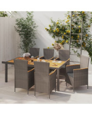 Salon de jardin 7 pcs avec coussins Résine tressée Gris | Mobilier & Déco
