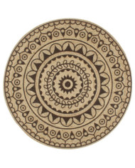 Tapis fait à la main Jute avec imprimé marron foncé 90 cm | Mobilier & Déco