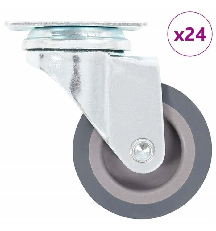 24 pcs Roulettes pivotantes 50 mm | Mobilier & Déco