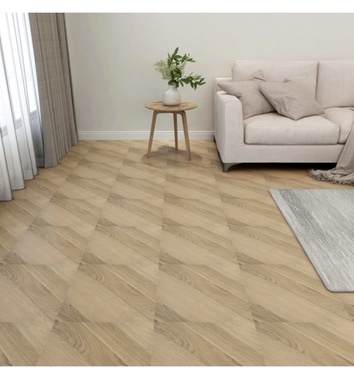 Dalles de plancher autoadhésives 55 pcs PVC 5,11 m² marron rayé | Mobilier & Déco