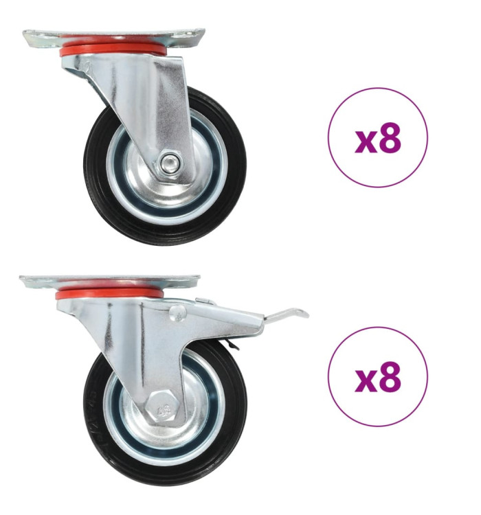 16 pcs Roulettes pivotantes 75 mm | Mobilier & Déco