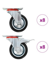 16 pcs Roulettes pivotantes 75 mm | Mobilier & Déco