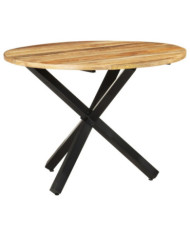 Table à dîner ronde 100x100x75 cm Bois de manguier brut | Mobilier & Déco