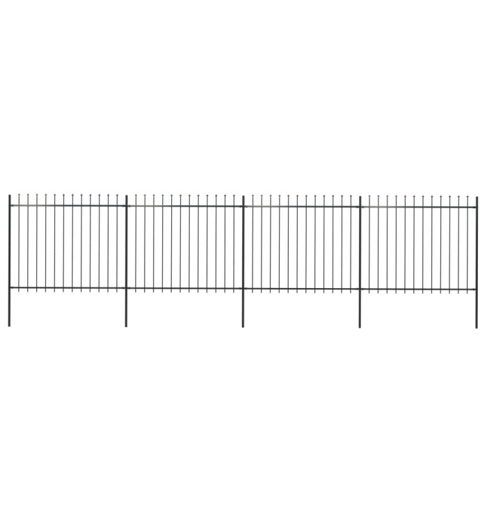 Clôture de jardin avec dessus en lance Acier 6,8 x 1,5 m Noir | Mobilier & Déco