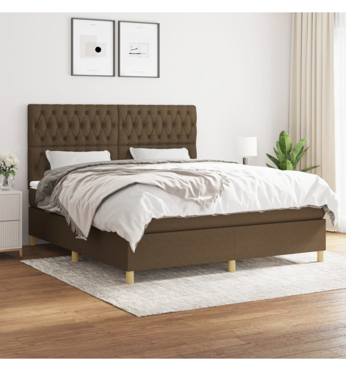 Sommier à lattes de lit avec matelas Marron foncé 180x200 cm | Mobilier & Déco