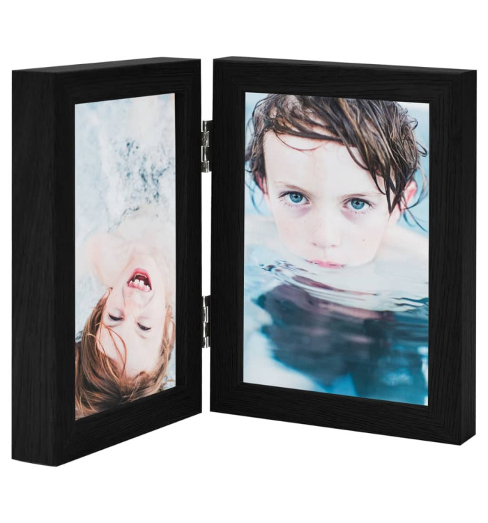 Cadre photo dépliable en deux Noir 2x(13x18 cm) | Mobilier & Déco