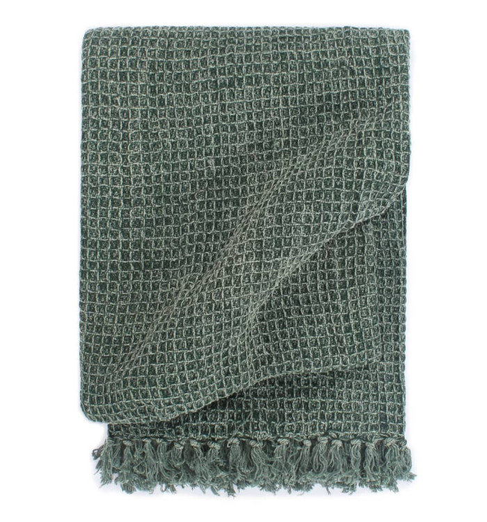 Couverture Coton 160 x 210 cm Vert foncé | Mobilier & Déco
