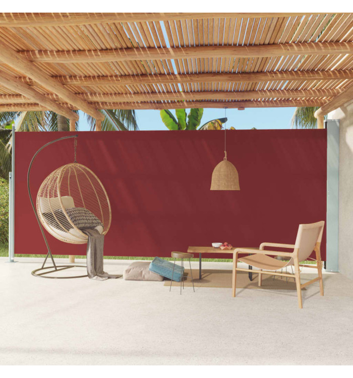 Auvent latéral rétractable de patio 220x600 cm Rouge | Mobilier & Déco