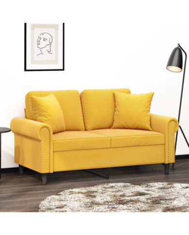 Coussins décoratifs lot de 2 Jaune 40x40 cm Velours | Mobilier & Déco