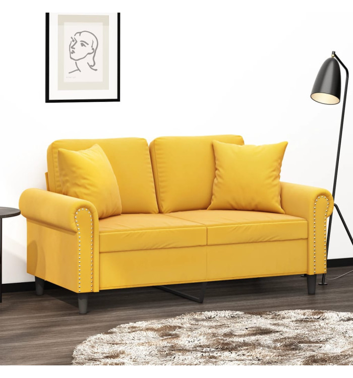 Coussins décoratifs lot de 2 Jaune 40x40 cm Velours | Mobilier & Déco