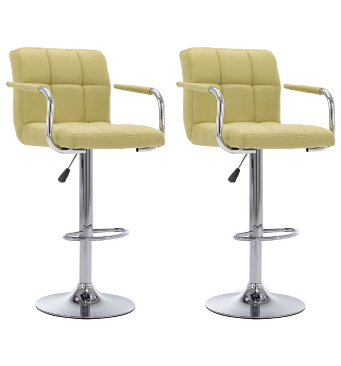 Chaises de bar lot de 2 vert tissu | Mobilier & Déco