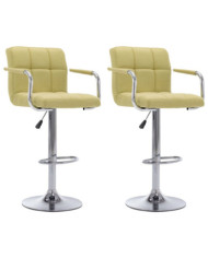 Chaises de bar lot de 2 vert tissu | Mobilier & Déco