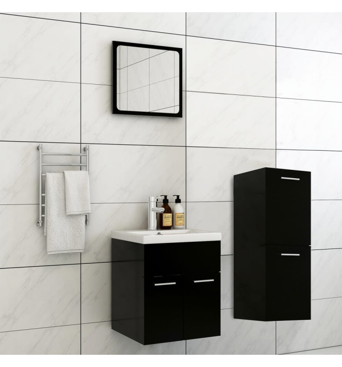 Ensemble de meubles de salle de bain Noir Aggloméré | Mobilier & Déco