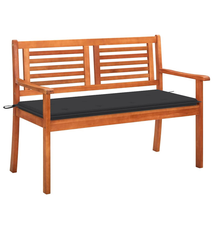 Banc de jardin 2 places avec coussin 120 cm Bois d'eucalyptus | Mobilier & Déco