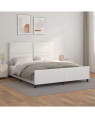 Cadre de lit sans matelas blanc 160x200 cm similicuir | Mobilier & Déco