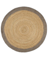 Tapis fait à la main Jute avec bord gris 240 cm | Mobilier & Déco
