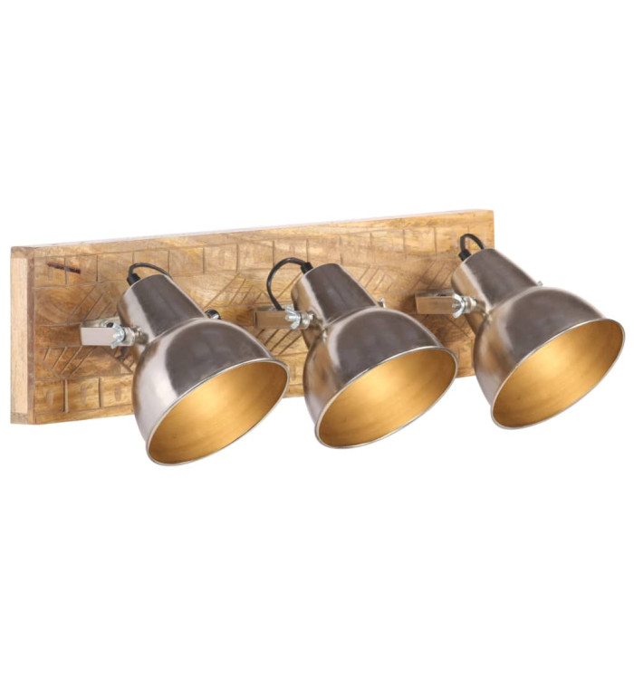 Lampe murale industrielle Argenté 70x23 cm E27 Bois de manguier | Mobilier & Déco