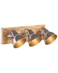 Lampe murale industrielle Argenté 70x23 cm E27 Bois de manguier | Mobilier & Déco