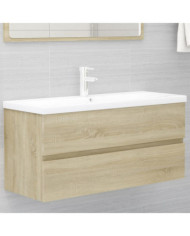 Armoire d'évier lavabo intégré chêne sonoma bois d'ingénierie | Mobilier & Déco