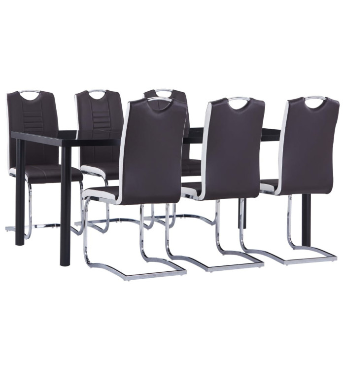 Ensemble de salle à manger 7 pcs Similicuir Marron | Mobilier & Déco