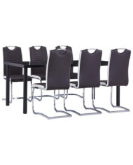 Ensemble de salle à manger 7 pcs Similicuir Marron | Mobilier & Déco