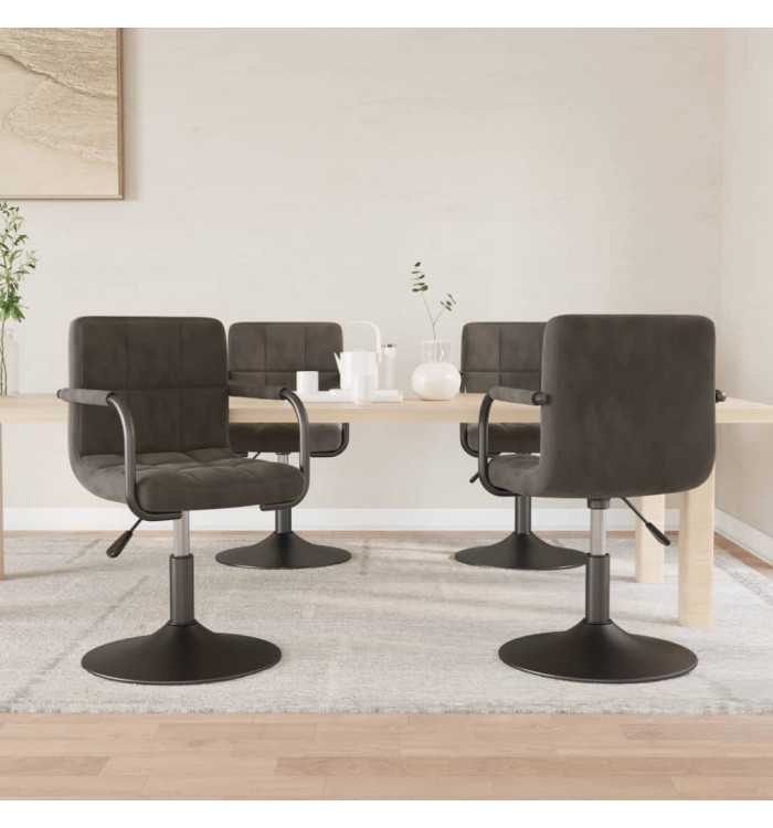 Chaises pivotantes à manger lot de 4 gris foncé velours | Mobilier & Déco